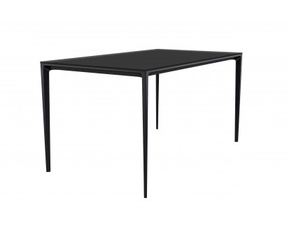 LeisureMod Avo Modern 55" Rectangular Dining Table with Glass Top and Black Aluminum Legs