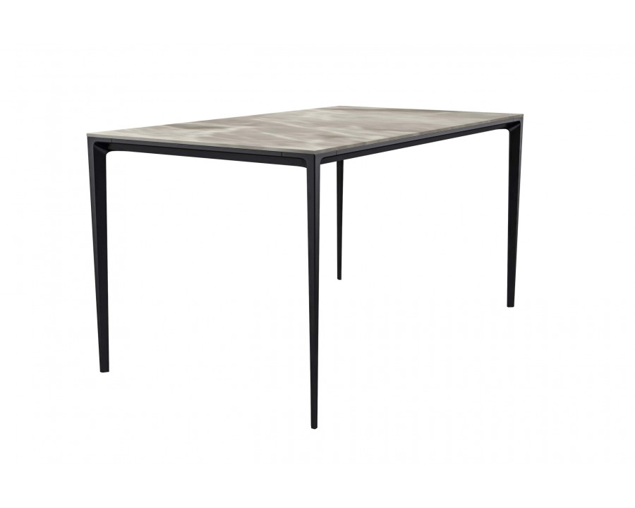 LeisureMod Avo Modern 71" Rectangular Dining Table with Stone Top and Black Aluminum Legs - Deep Gray