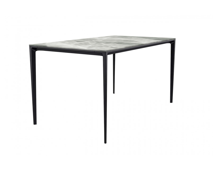 LeisureMod Avo Modern 71" Rectangular Dining Table with Stone Top and Black Aluminum Legs - Light Gray