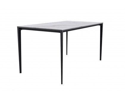 LeisureMod Avo Modern 55" Rectangular Dining Table with Glass Top and Black Aluminum Legs