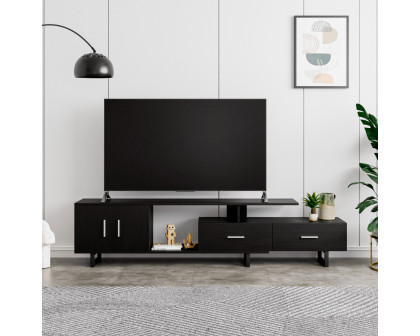 LeisureMod Avery Mid-Century Modern TV Stand with MDF Cabinet - Ebony