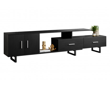 LeisureMod Avery Mid-Century Modern TV Stand with MDF Cabinet - Ebony