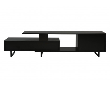 LeisureMod Avery Mid-Century Modern TV Stand with MDF Cabinet - Ebony