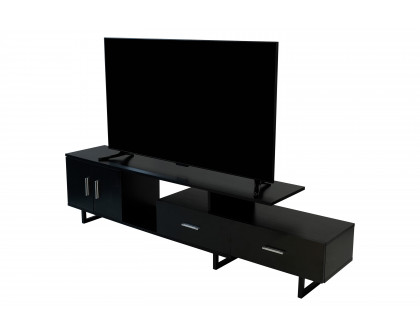 LeisureMod Avery Mid-Century Modern TV Stand with MDF Cabinet - Ebony