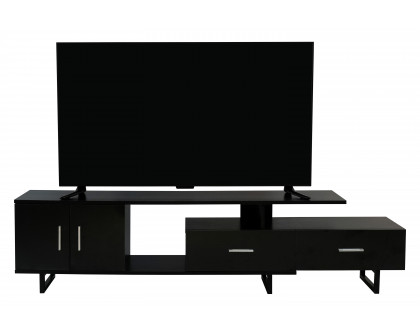 LeisureMod Avery Mid-Century Modern TV Stand with MDF Cabinet - Ebony