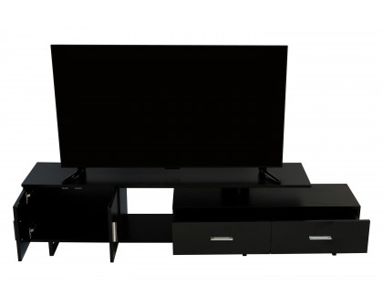 LeisureMod Avery Mid-Century Modern TV Stand with MDF Cabinet - Ebony