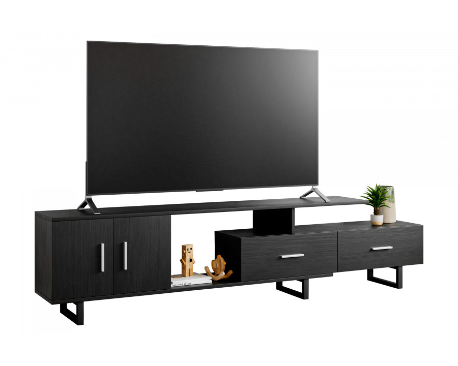 LeisureMod Avery Mid-Century Modern TV Stand with MDF Cabinet - Phantom Gray