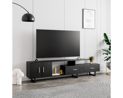 LeisureMod Avery Mid-Century Modern TV Stand with MDF Cabinet - Phantom Gray