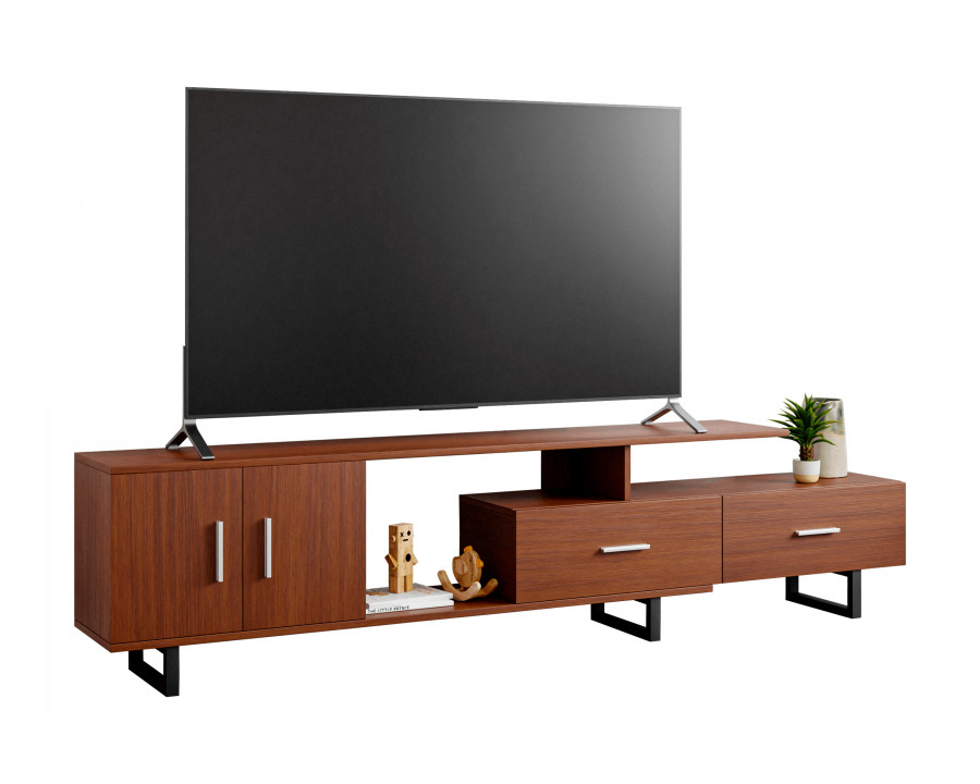 LeisureMod Avery Mid-Century Modern TV Stand with MDF Cabinet - Walnut