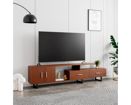 LeisureMod Avery Mid-Century Modern TV Stand with MDF Cabinet - Walnut