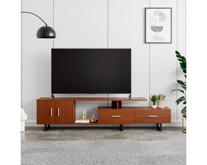 LeisureMod Avery Mid-Century Modern TV Stand with MDF Cabinet - Walnut