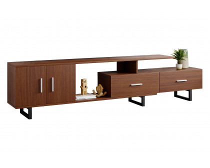 LeisureMod Avery Mid-Century Modern TV Stand with MDF Cabinet - Walnut