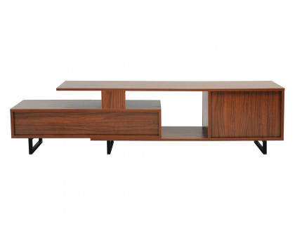 LeisureMod Avery Mid-Century Modern TV Stand with MDF Cabinet - Walnut