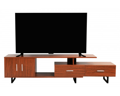 LeisureMod Avery Mid-Century Modern TV Stand with MDF Cabinet - Walnut