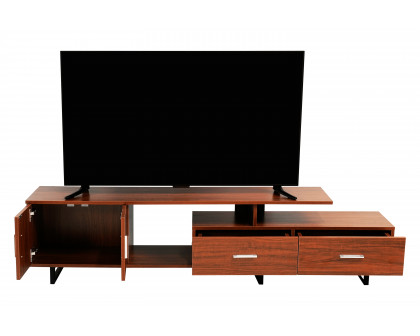 LeisureMod Avery Mid-Century Modern TV Stand with MDF Cabinet - Walnut