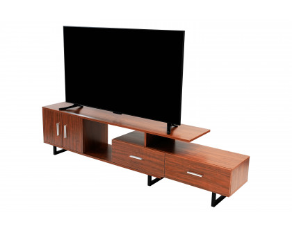 LeisureMod Avery Mid-Century Modern TV Stand with MDF Cabinet - Walnut