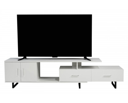 LeisureMod Avery Mid-Century Modern TV Stand with MDF Cabinet - White