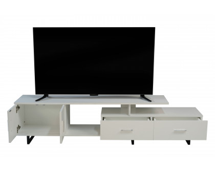 LeisureMod Avery Mid-Century Modern TV Stand with MDF Cabinet - White