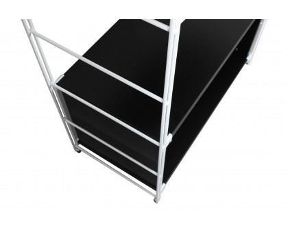 LeisureMod Brentwood Etagere Bookcase With White Powder Coated Steel Frame And Melamine Board Shelves - Black