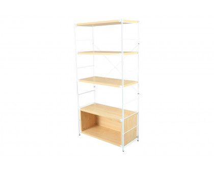 LeisureMod Brentwood Etagere Bookcase With Black Powder Coated Steel Frame And Melamine Board Shelves