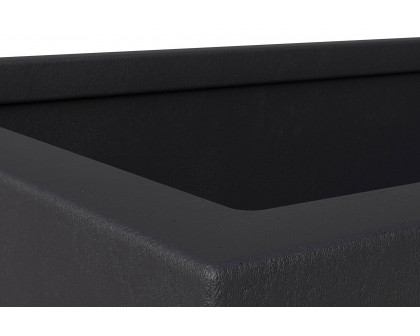 LeisureMod Bloom Mid-Century Modern Rectangular Fiberstone and MGO Clay Planter - Black