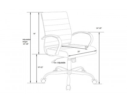 LeisureMod Benmar Home Leather Office Chair with Chrome Frame - Black