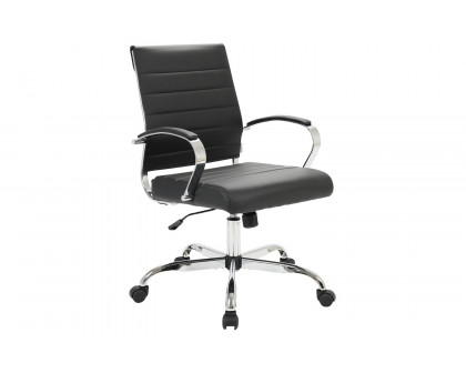 LeisureMod Benmar Home Leather Office Chair with Chrome Frame