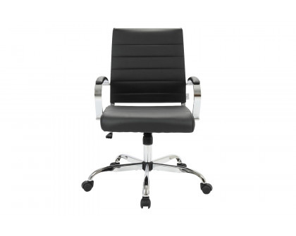 LeisureMod Benmar Home Leather Office Chair with Chrome Frame - Black