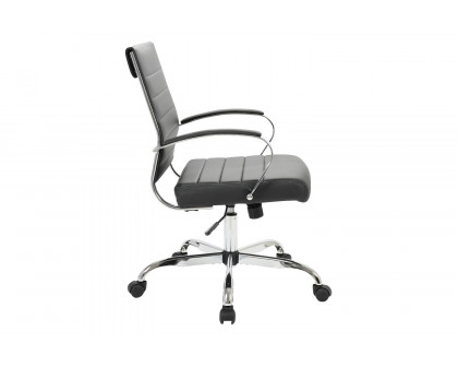 LeisureMod Benmar Home Leather Office Chair with Chrome Frame - Black