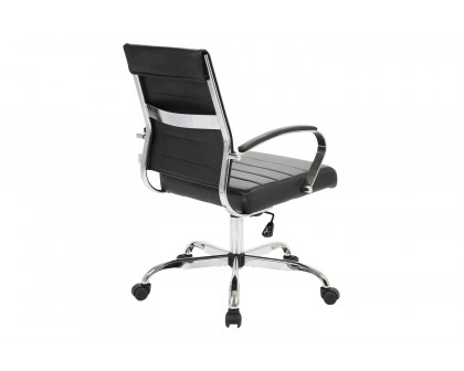 LeisureMod Benmar Home Leather Office Chair with Chrome Frame - Black