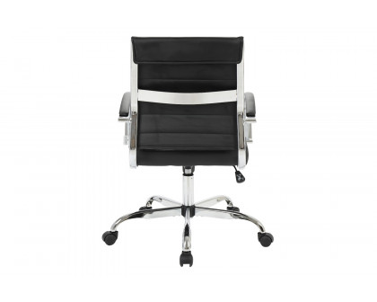 LeisureMod Benmar Home Leather Office Chair with Chrome Frame - Black