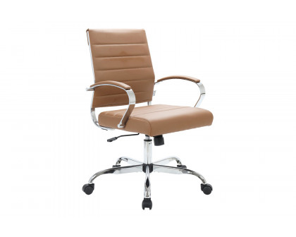 LeisureMod Benmar Home Leather Office Chair with Chrome Frame