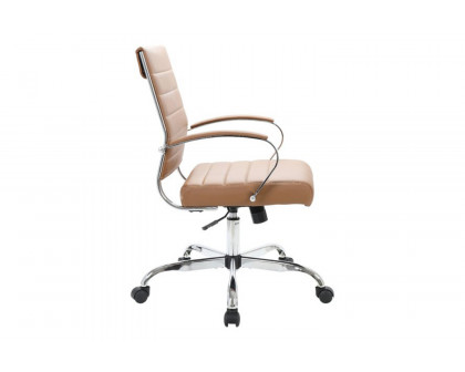 LeisureMod Benmar Home Leather Office Chair with Chrome Frame - Brown