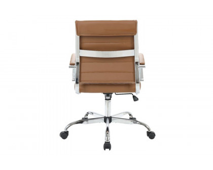 LeisureMod Benmar Home Leather Office Chair with Chrome Frame - Brown