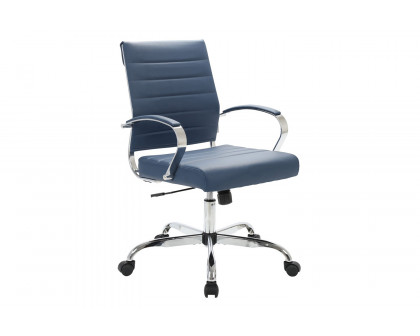 LeisureMod Benmar Home Leather Office Chair with Chrome Frame