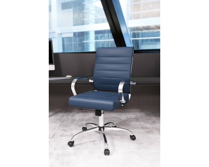 LeisureMod Benmar Home Leather Office Chair with Chrome Frame