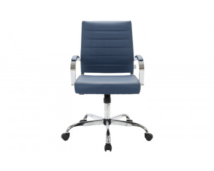 LeisureMod Benmar Home Leather Office Chair with Chrome Frame - Blue