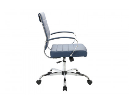 LeisureMod Benmar Home Leather Office Chair with Chrome Frame - Blue