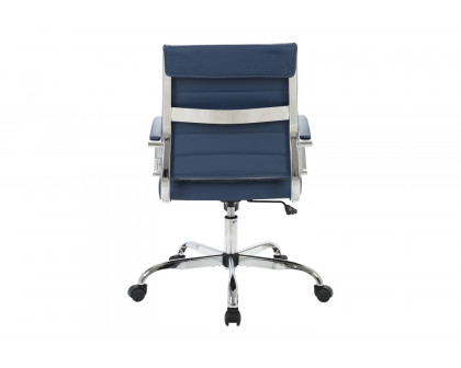 LeisureMod Benmar Home Leather Office Chair with Chrome Frame - Blue