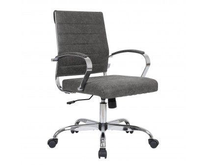 LeisureMod Benmar Home Leather Office Chair with Chrome Frame