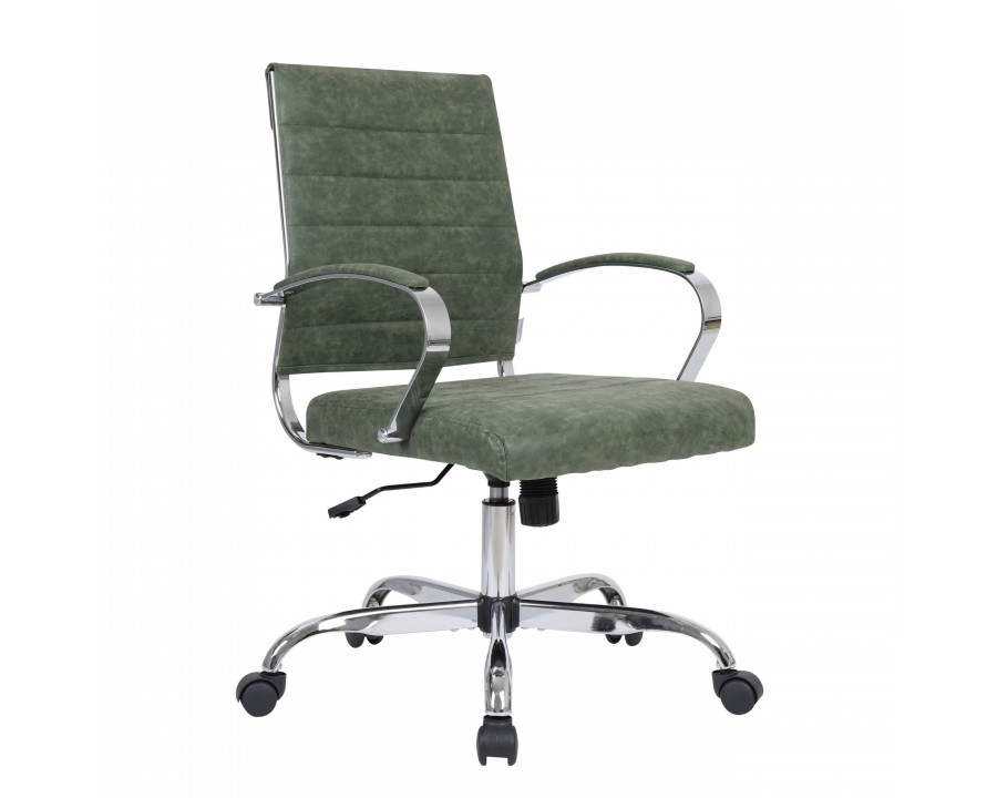 LeisureMod Benmar Home Leather Office Chair with Chrome Frame