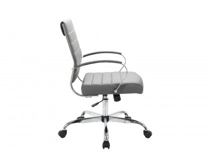 LeisureMod Benmar Home Leather Office Chair with Chrome Frame - Gray