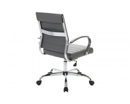 LeisureMod Benmar Home Leather Office Chair with Chrome Frame - Gray