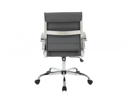 LeisureMod Benmar Home Leather Office Chair with Chrome Frame - Gray