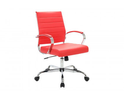 LeisureMod Benmar Home Leather Office Chair with Chrome Frame