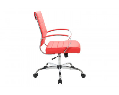 LeisureMod Benmar Home Leather Office Chair with Chrome Frame - Red