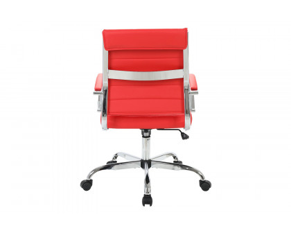 LeisureMod Benmar Home Leather Office Chair with Chrome Frame - Red