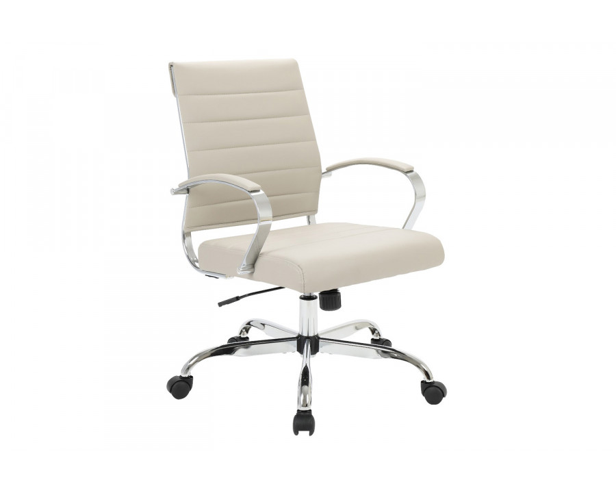 LeisureMod Benmar Home Leather Office Chair with Chrome Frame - Tan