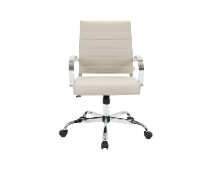 LeisureMod Benmar Home Leather Office Chair with Chrome Frame - Tan