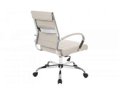 LeisureMod Benmar Home Leather Office Chair with Chrome Frame - Tan